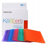 500 COLORED CASES FOR CD / DVD MEMOREX PLASTIC KEEPERS 5 COLORS (IN PACK OF 50 PIECES) TYPE OF PAPER AND TRANSPARENT PLASTIC BAG