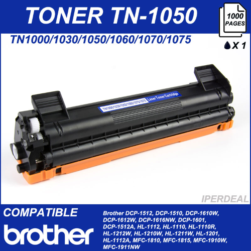Prodotto: BR-TN1050 - CARTUCCIA LASER TONER , COMPATIBILE STAMPANTE BROTHER  TN1000/1030/1050/1060/1070/1075 NERO 1000 PAGINE - Brother Compatibile  (CARTUCCE E TONER - BROTHER); TN-1050