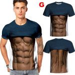 MEN'S SHORT SLEEVE T-SHIRT WITH MUSCLE PHYSICAL 3D PRINT AND BLUE T-SHIRT SIZE L